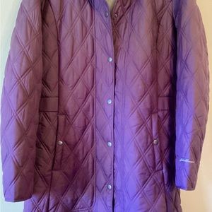 XL TALL (16-18) Eddie Bauer Purple Women Polyester Quilted Coat, Fits 5’10”-6’
